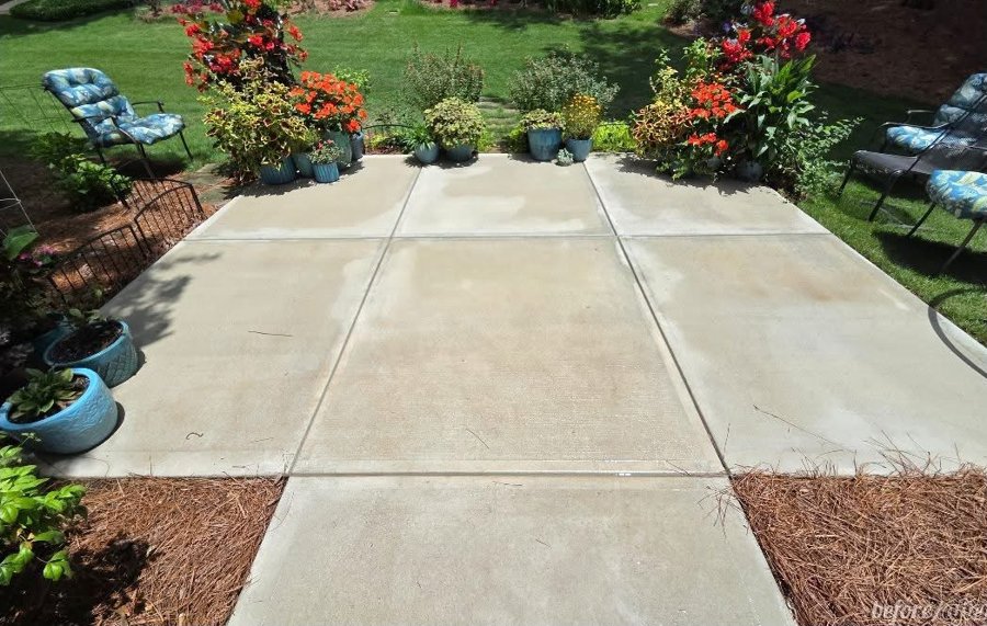 Concrete patio pressure wash after