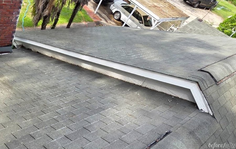 Shingle roof soft wash after